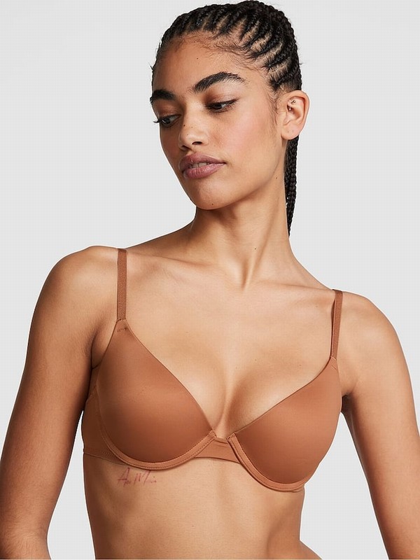 Beige Victoria Secret Nude Caramel Push Up Bras | WRNMP5147