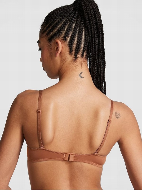 Beige Victoria Secret Nude Caramel Push Up Bras | WRNMP5147