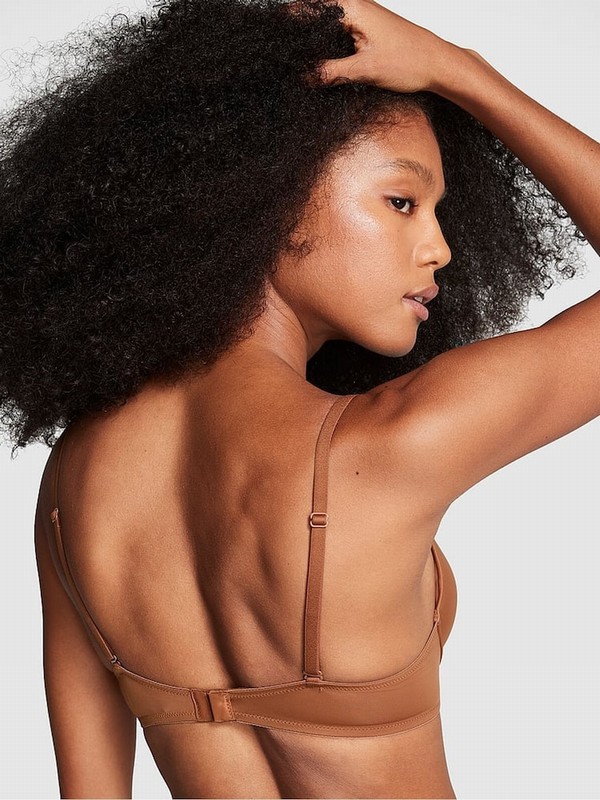 Beige Victoria Secret Nude Caramel Super Push Up Bras | IBUVK4958