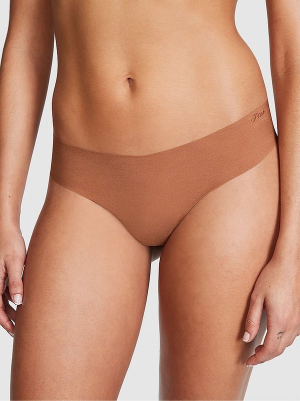 Beige Victoria Secret Nude Caramel Thong No Show Underwear | PZRKA8062