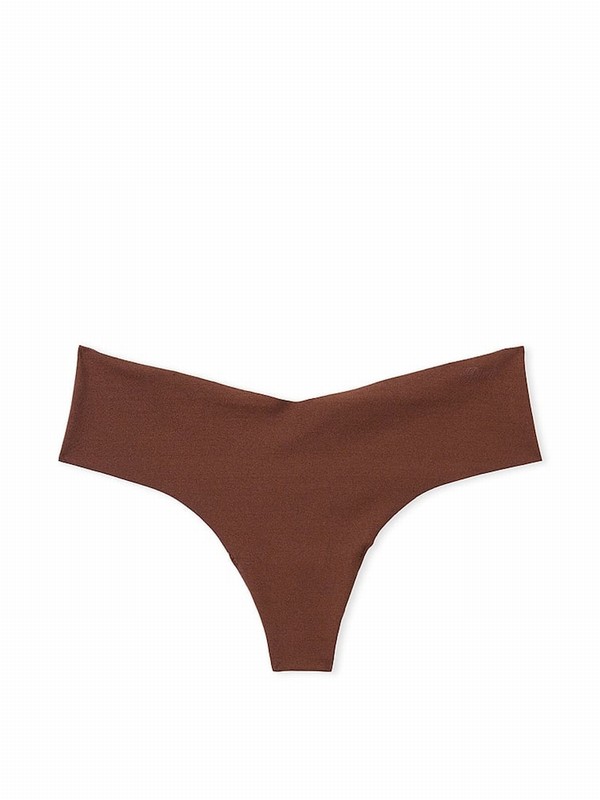 Beige Victoria Secret Nude Ganache Thong No Show Underwear | UYBTN5741