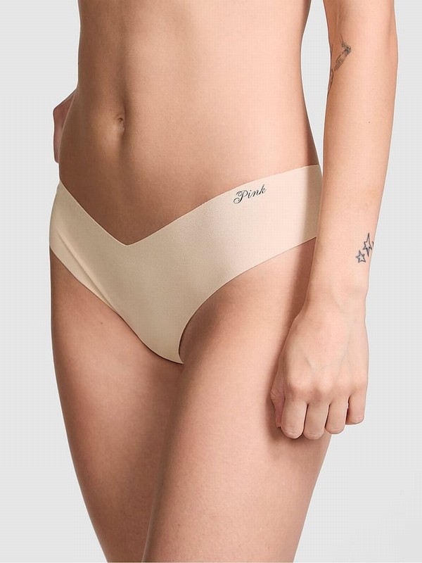 Beige Victoria Secret Nude Marzipan High Leg Thong Underwear | UOAZE0862