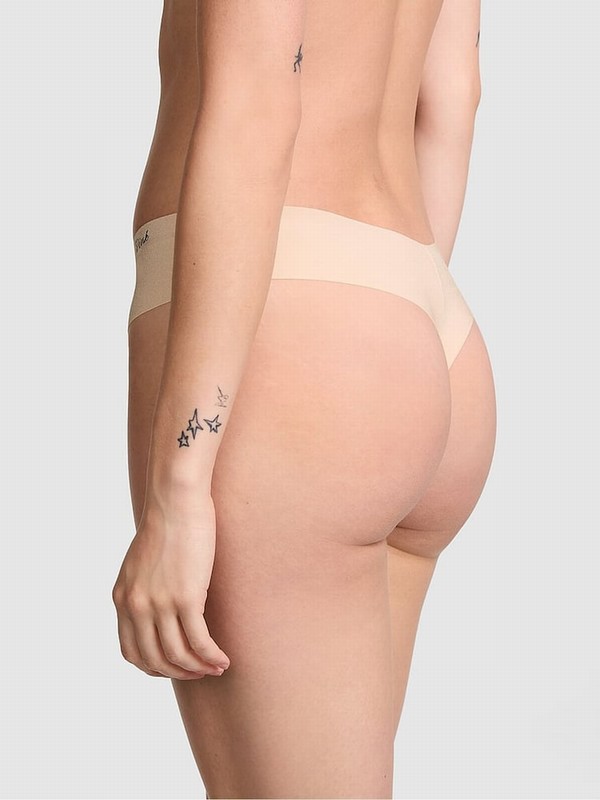 Beige Victoria Secret Nude Marzipan High Leg Thong Underwear | UOAZE0862