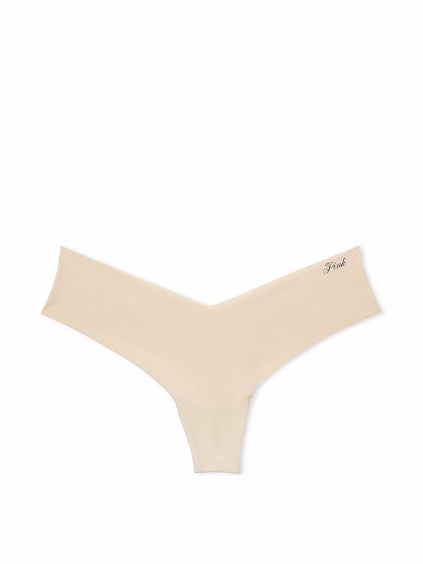 Beige Victoria Secret Nude Marzipan High Leg Thong Underwear | UOAZE0862