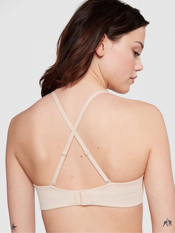Beige Victoria Secret Nude Marzipan Lightly Lined Strapless Multiway Bras | AUKBZ3491