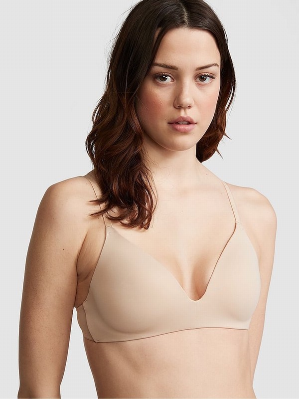 Beige Victoria Secret Nude Marzipan Non WiLightly Lined Bras | QGALF9326