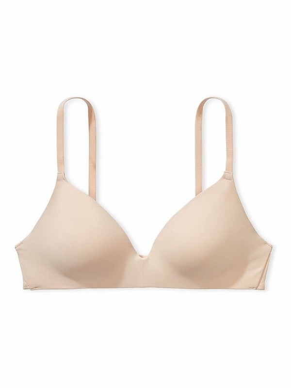 Beige Victoria Secret Nude Marzipan Non WiLightly Lined Bras | QGALF9326