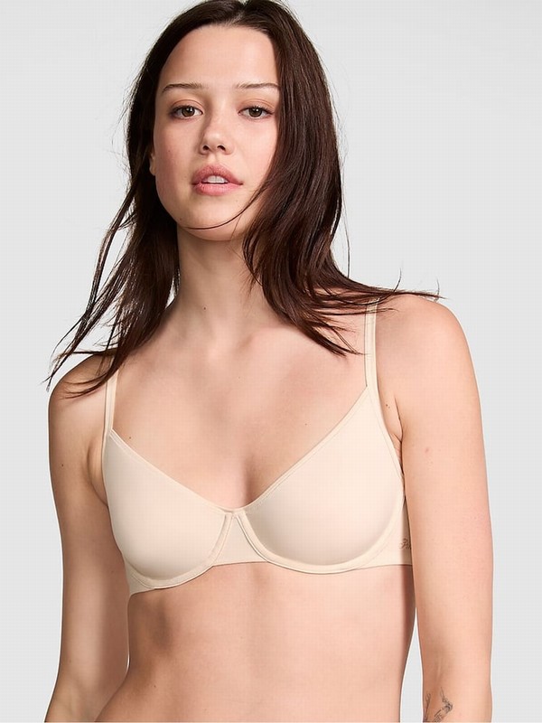 Beige Victoria Secret Nude Marzipan Soft Stretch Unlined Scoop Bras | BMOIC0281