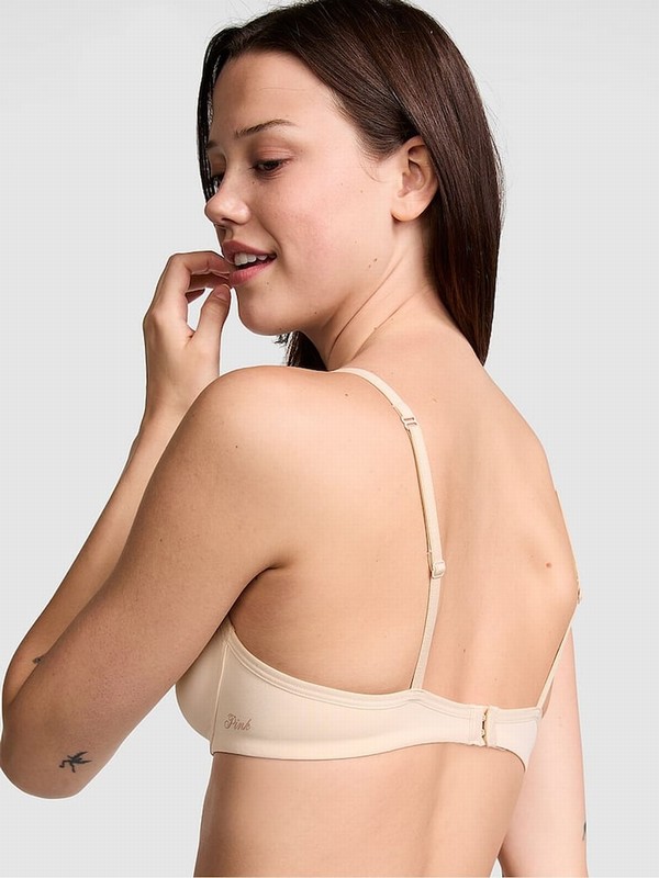 Beige Victoria Secret Nude Marzipan Soft Stretch Unlined Scoop Bras | BMOIC0281