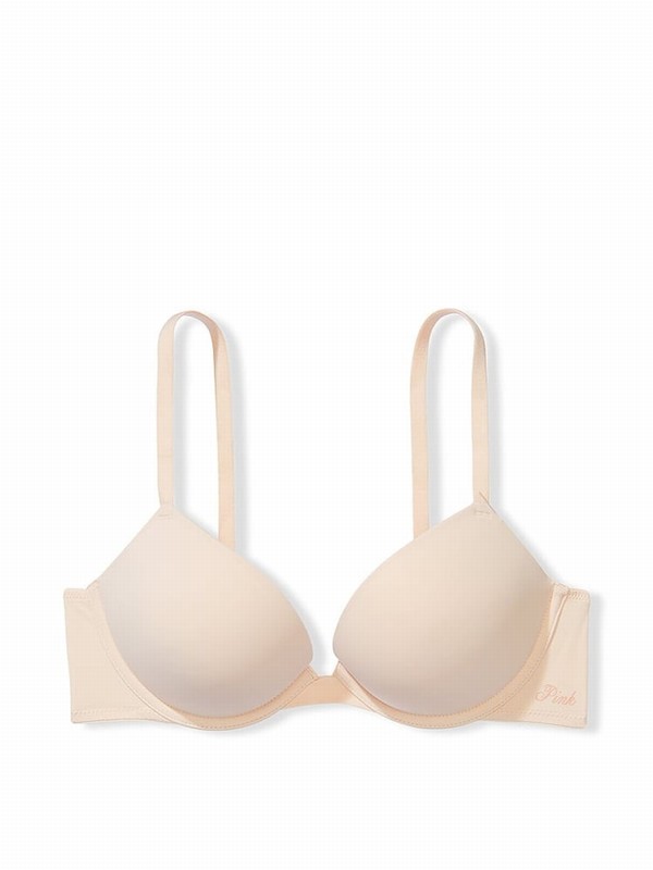 Beige Victoria Secret Nude Marzipan Super Push Up Bras | VMKIA4560