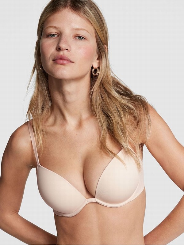Beige Victoria Secret Nude Marzipan Super Push Up Bras | BADNZ0754