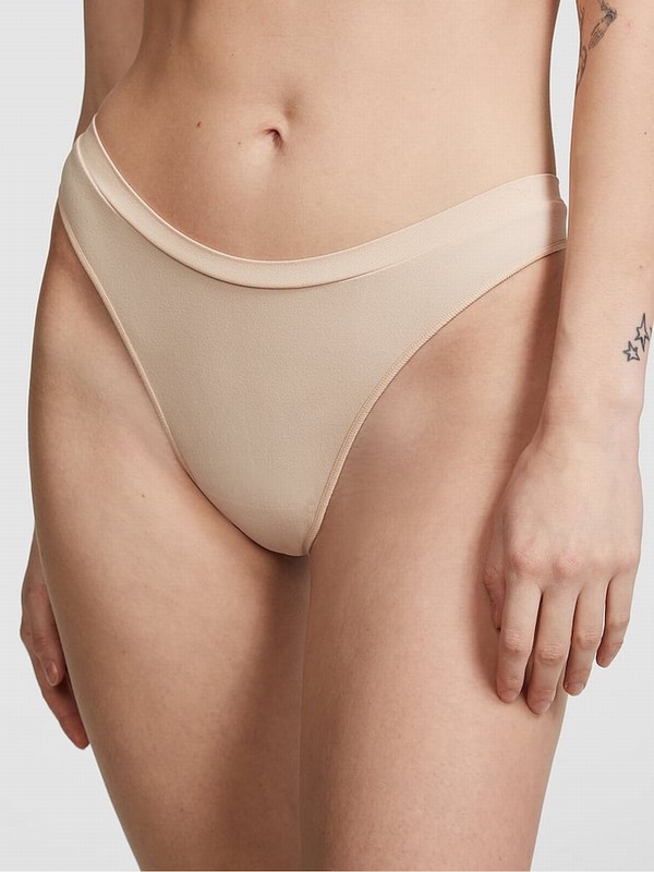 Beige Victoria Secret Nude Marzipan Thong Underwear | FTOBQ2108