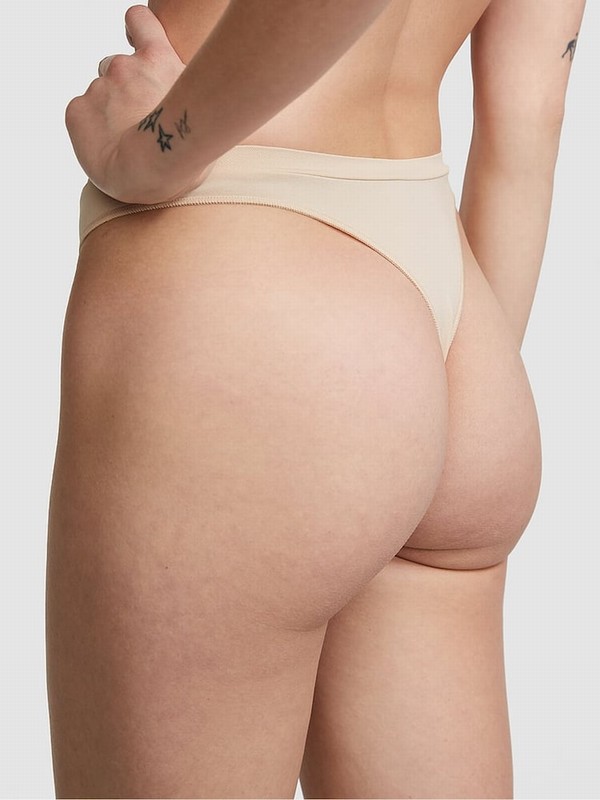 Beige Victoria Secret Nude Marzipan Thong Underwear | FTOBQ2108