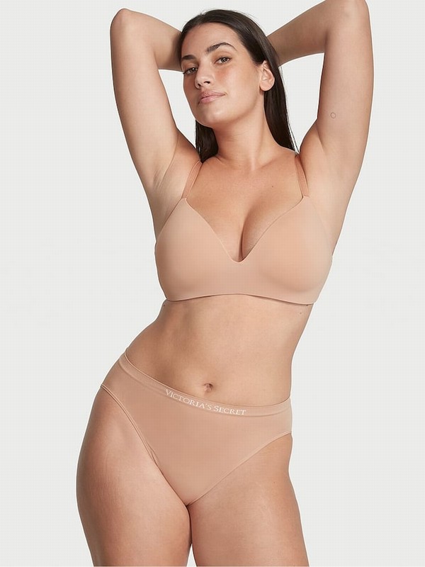 Beige Victoria Secret Nude Praline Brief Underwear | RLQXZ4305