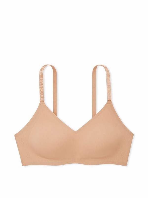Beige Victoria Secret Nude Silicone Lightly Lined Loungelette Bras | ALOJU2013