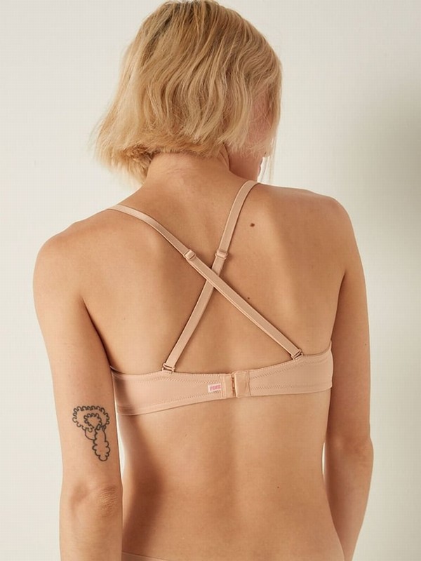 Beige Victoria Secret Nude Strapless Multiway Push Up Bras | UKXYN6980