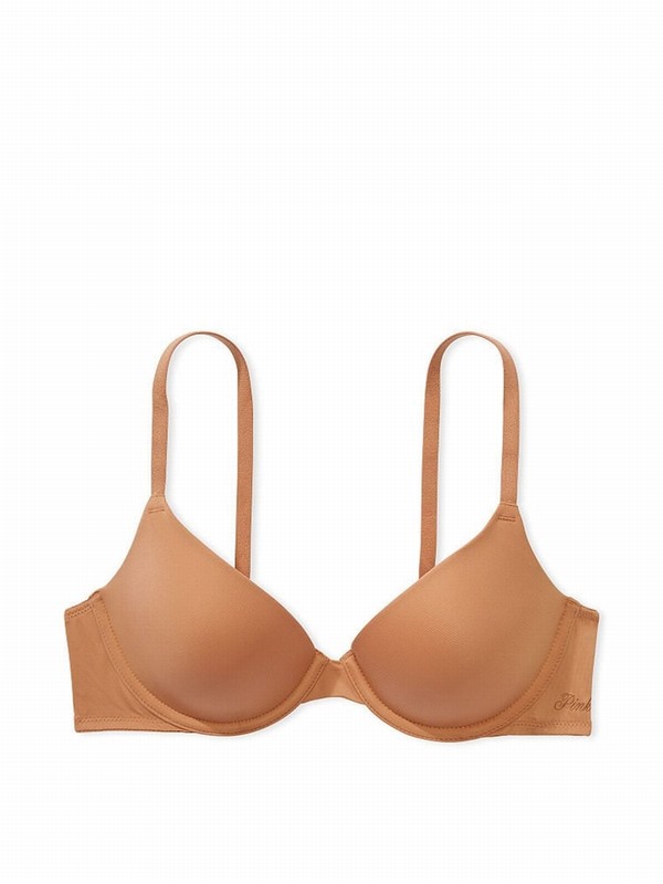 Beige Victoria Secret Nude Toffee T Shirt Bras | VFMBR7631