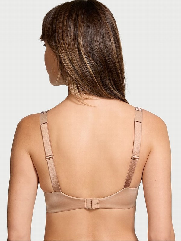 Beige Victoria Secret Praline Nude Bombshell Add 2 Cups Push Up Shine Strap Bras | OXNQZ6948