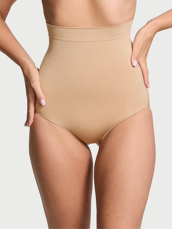 Beige Victoria Secret Praline Nude Brief Seamless Shaping™ High Waist Underwear | ZKHDJ8713
