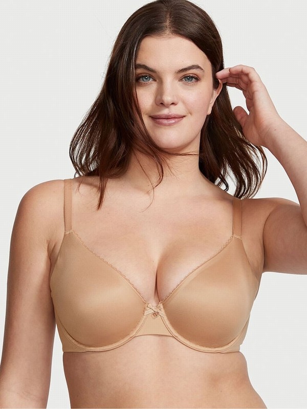Beige Victoria Secret Praline Nude Demi Invisible Lift Minimiser Bras | XSOJT5743