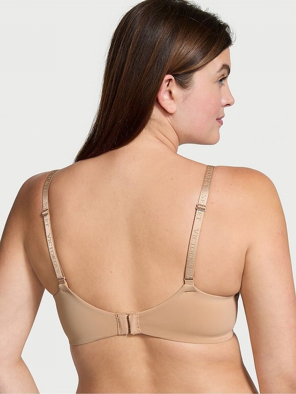 Beige Victoria Secret Praline Nude Logo Full Cup Push Up Bras | XBWFY3760