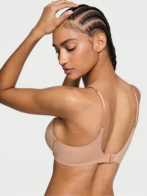 Beige Victoria Secret Praline Nude Push Up Smooth Bras | YMOWV5973
