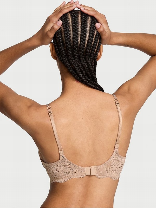 Beige Victoria Secret Praline Nude Push Up Twinkle Shine Strap Bras | GZAQY5106