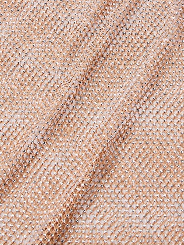 Beige Victoria Secret Praline Nude Shine Mesh Long Slip Nightwear | HKPXM5231