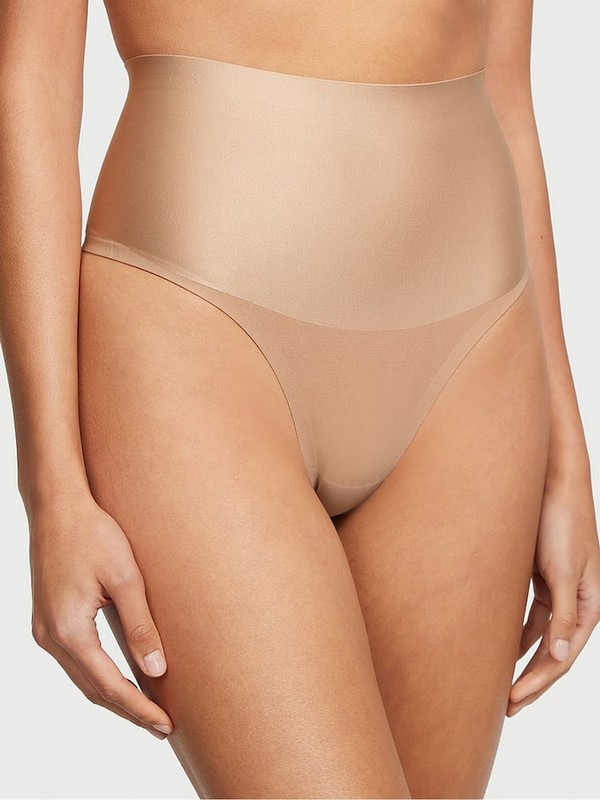 Beige Victoria Secret Praline Nude Smooth Thong Shaping Lingerie | UNMLH7684