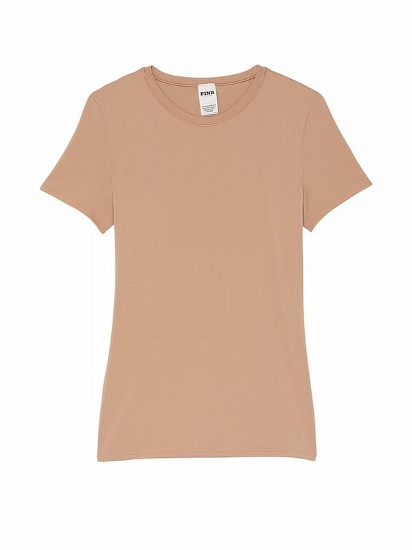 Beige Victoria Secret Praline Nude Soft Stretch T Shirts | SYFQZ3864