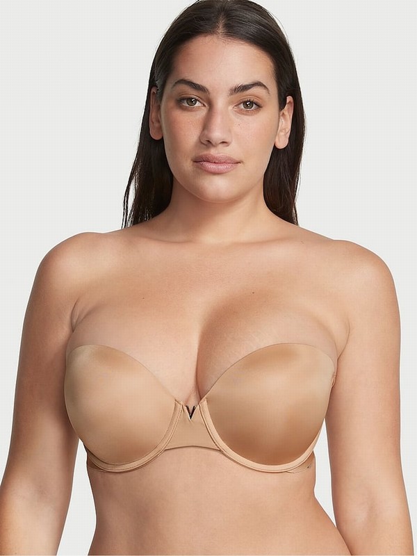 Beige Victoria Secret Praline Nude Strapless Bras | WQEUH4578