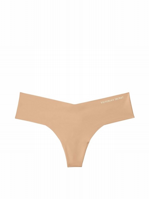 Beige Victoria Secret Praline Nude Thong Underwear | KMJVC0178