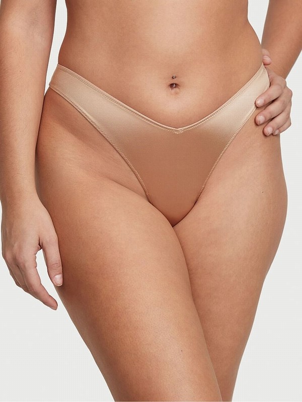 Beige Victoria Secret Praline Nude Thong Underwear | SHEKD5481