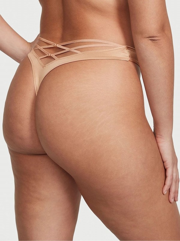 Beige Victoria Secret Praline Nude Thong Underwear | SHEKD5481