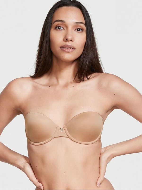Beige Victoria Secret Sweet Nougat Nude Smooth Lightly Lined Multiway Strapless Bras | GPMXL7381