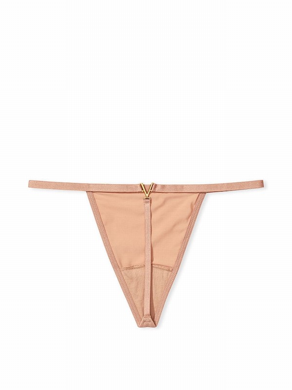 Beige Victoria Secret Sweet Praline Nude Adjustable G-String Underwear | SHBTU2896