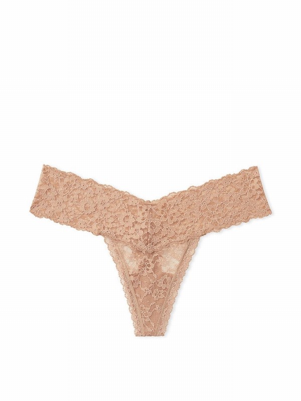 Beige Victoria Secret Sweet Praline Nude Thong Underwear | QGVJD8495