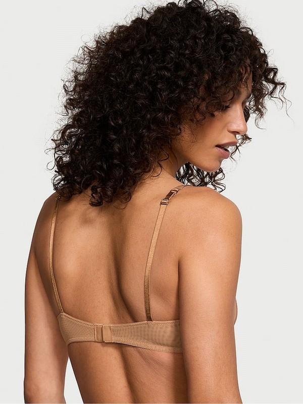 Beige Victoria Secret Toffee Nude Sheer Shine Low Cut Demi Bras | STIDA9587