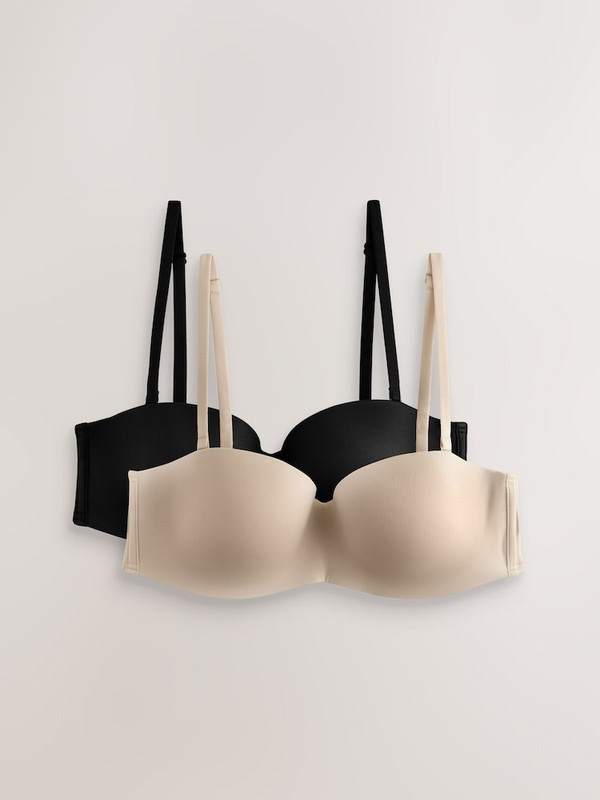 Beige / Black Victoria Secret Marzipan Nude/Strapless Multiway Push Up 2 Packs Bras | DMXAJ3125