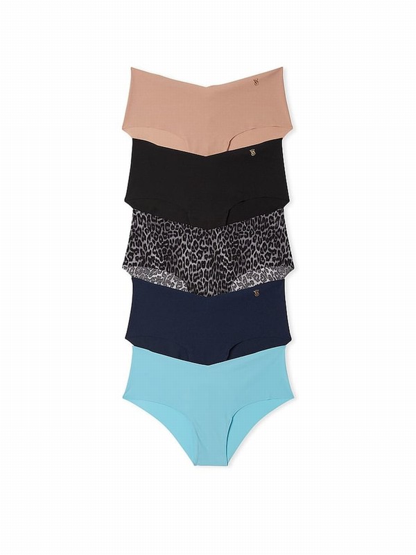 Beige / Black / Blue Victoria Secret Nude/Black/Hipster 5 Pack Underwear | IZMSH3729