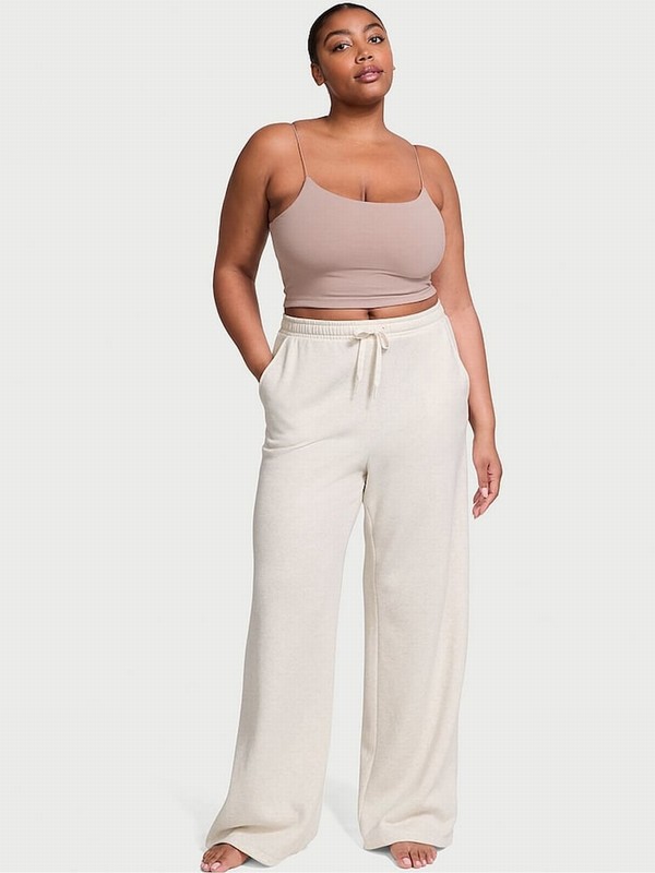 Beige / Grey Victoria Secret Natural Heather Wide Leg Wide Leg Joggers | SORWF4953