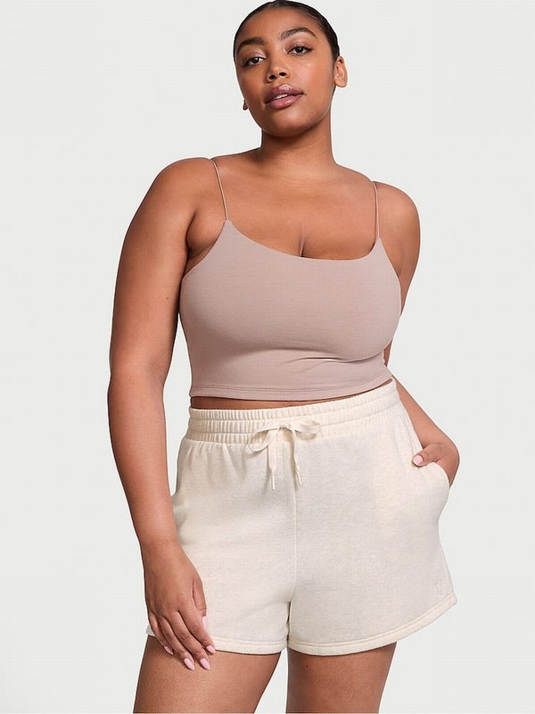 Beige / Grey Victoria Secret Natural Heather Forever Shorts | QUHAB2058