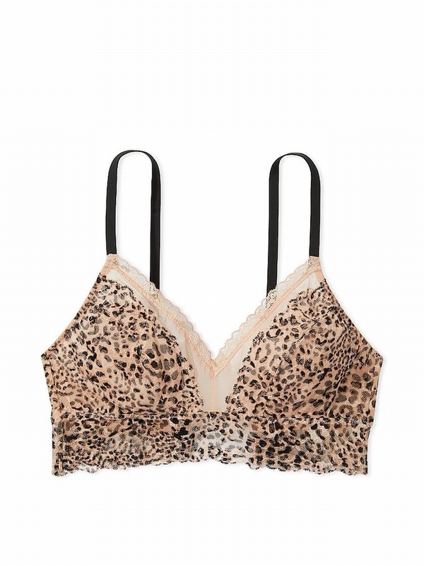 Beige / Leopard Victoria Secret Nude Posey Lacelette Bras | DNTRY6704