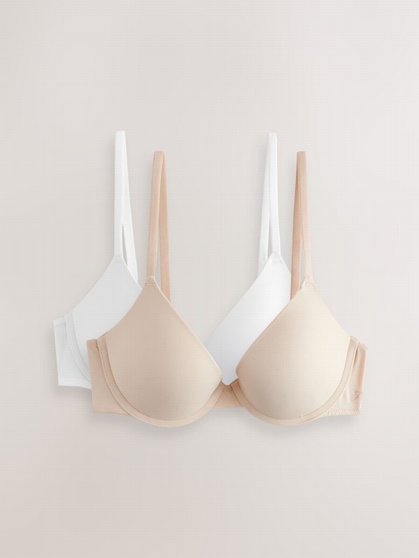 Beige / White Victoria Secret Marzipan Nude Push Up 2 Packs Bras | UDWCL6091