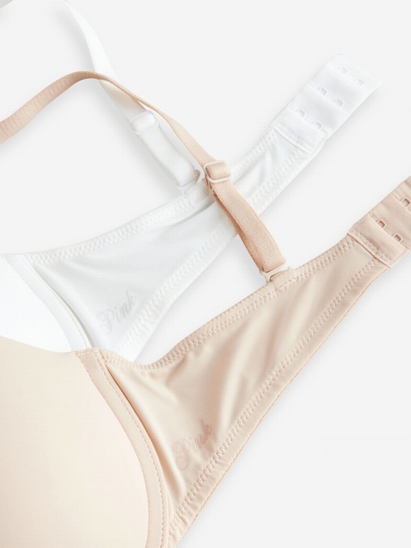 Beige / White Victoria Secret Marzipan Nude Push Up 2 Packs Bras | UDWCL6091