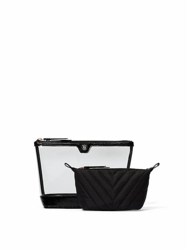 Black Victoria Secret AM/PM Duo Makeup Bag | WQJDY8753