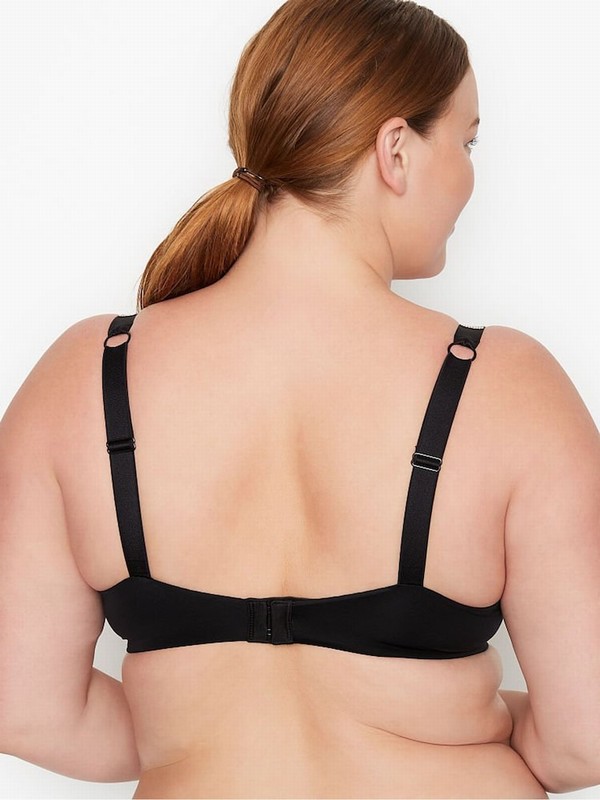 Black Victoria Secret Add 2 Cups Shine Strap Smooth Push Up Bras | ZVWRH3914