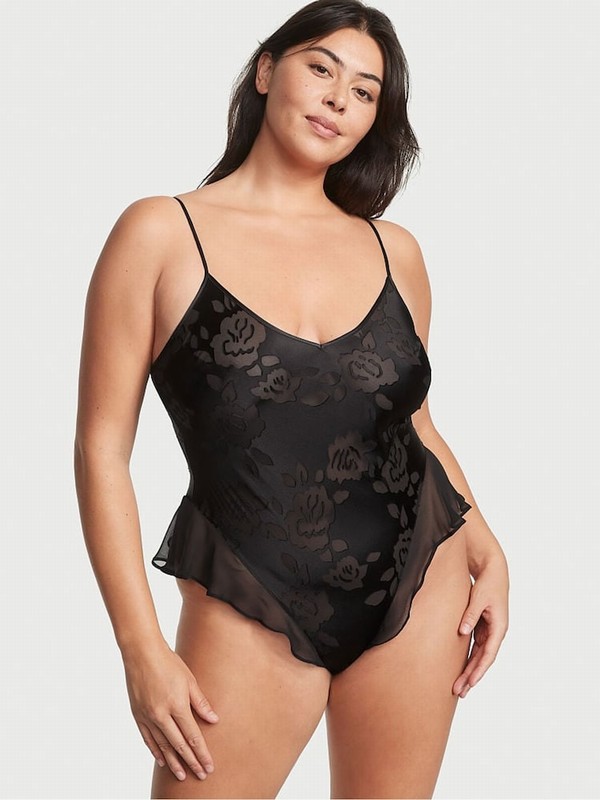Black Victoria Secret Archive Burnout Onepiece Lingerie | DFEQG9804