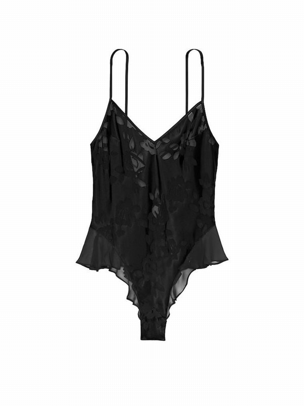 Black Victoria Secret Archive Burnout Onepiece Lingerie | DFEQG9804