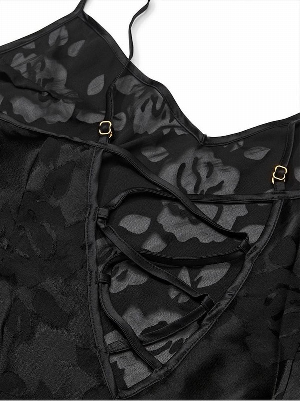 Black Victoria Secret Archive Burnout Onepiece Lingerie | DFEQG9804